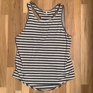 EXPRESS Striped Racerback Tank Top Gray\White Cut Out Back Detail Women’s S